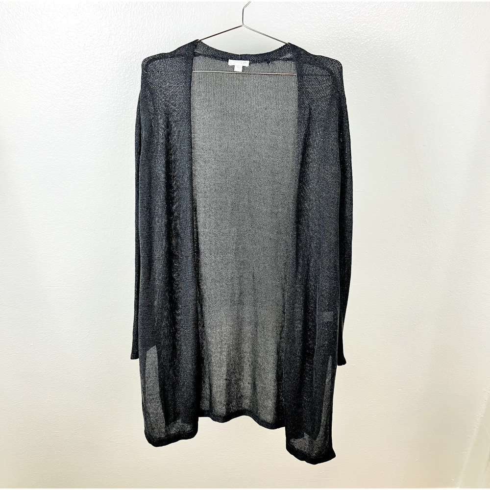 J. Jill Linen Blend Cardigan Womens S Open Front Coastal Beachy Lightweight
